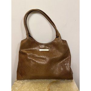 Liz Claiborne Brown Faux Leather Woven Hobo Bag Medium Size